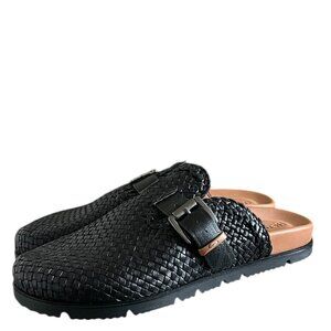 Gentle Souls By Kenneth Cole NEW Brantley Leather Woven Clogs In Black Size 9.5